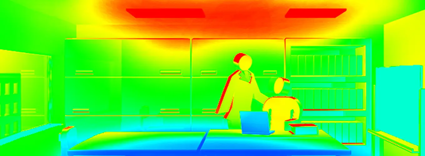 室内の温度ムラのサーモグラフィーイメージ