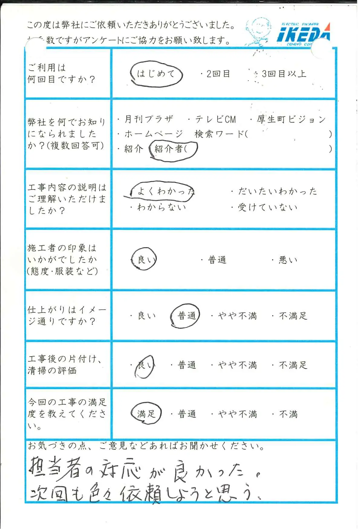 テレビケーブル取替のご依頼
